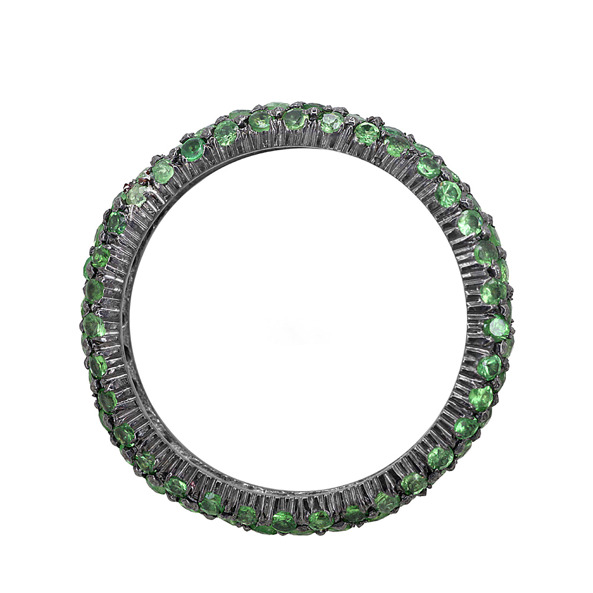 Gemstone t-savorite full eternity band ring, 925 silver jewelry