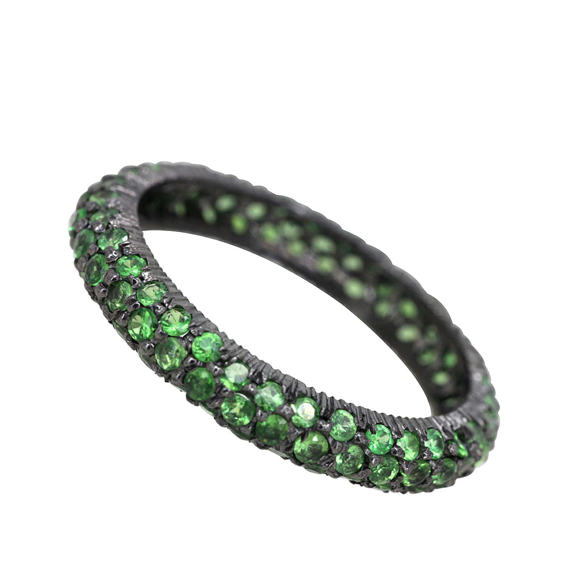 Gemstone t-savorite full eternity band ring, 925 silver jewelry