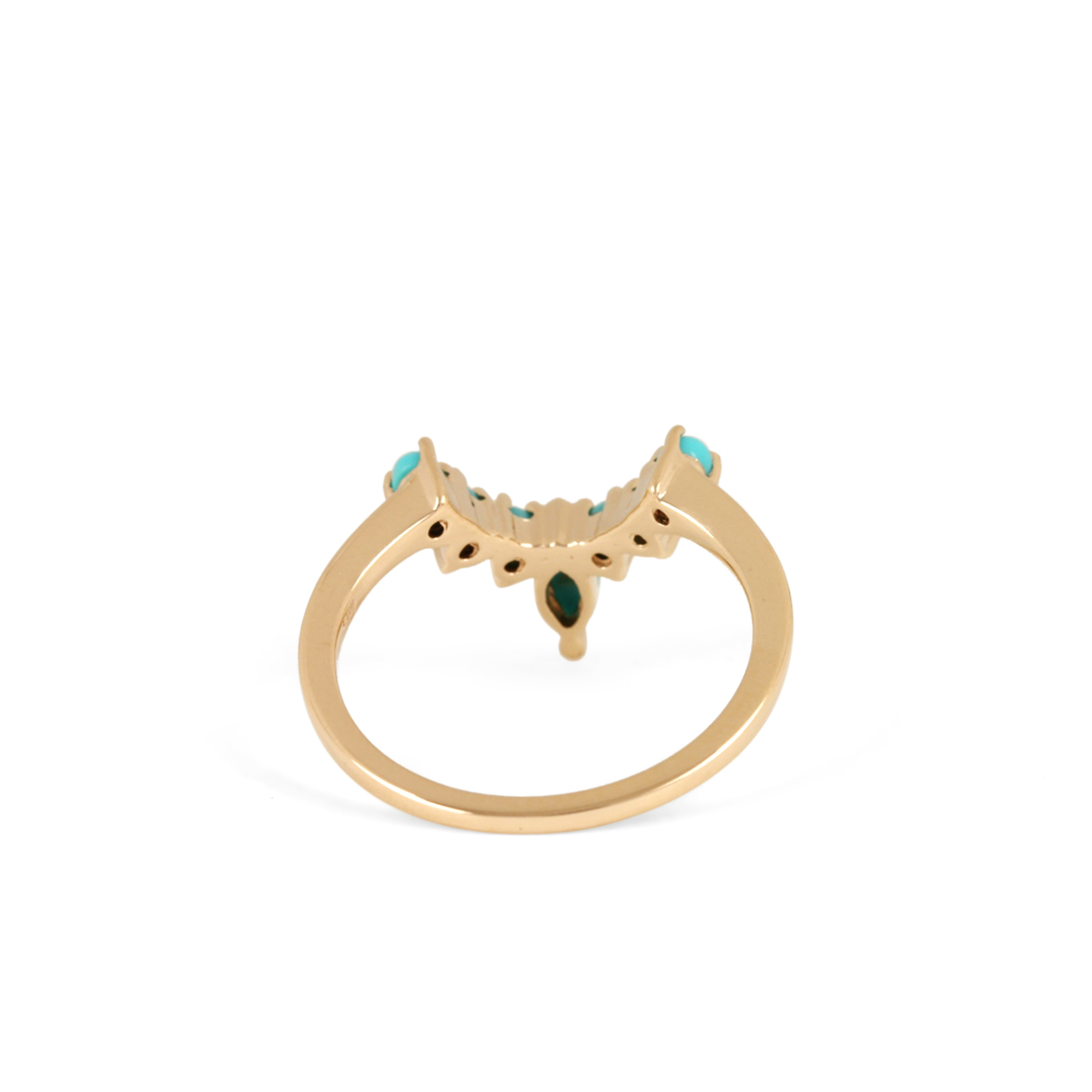 14K Solid Gold Turquoise Gemstone Ring Handmade Jewelry