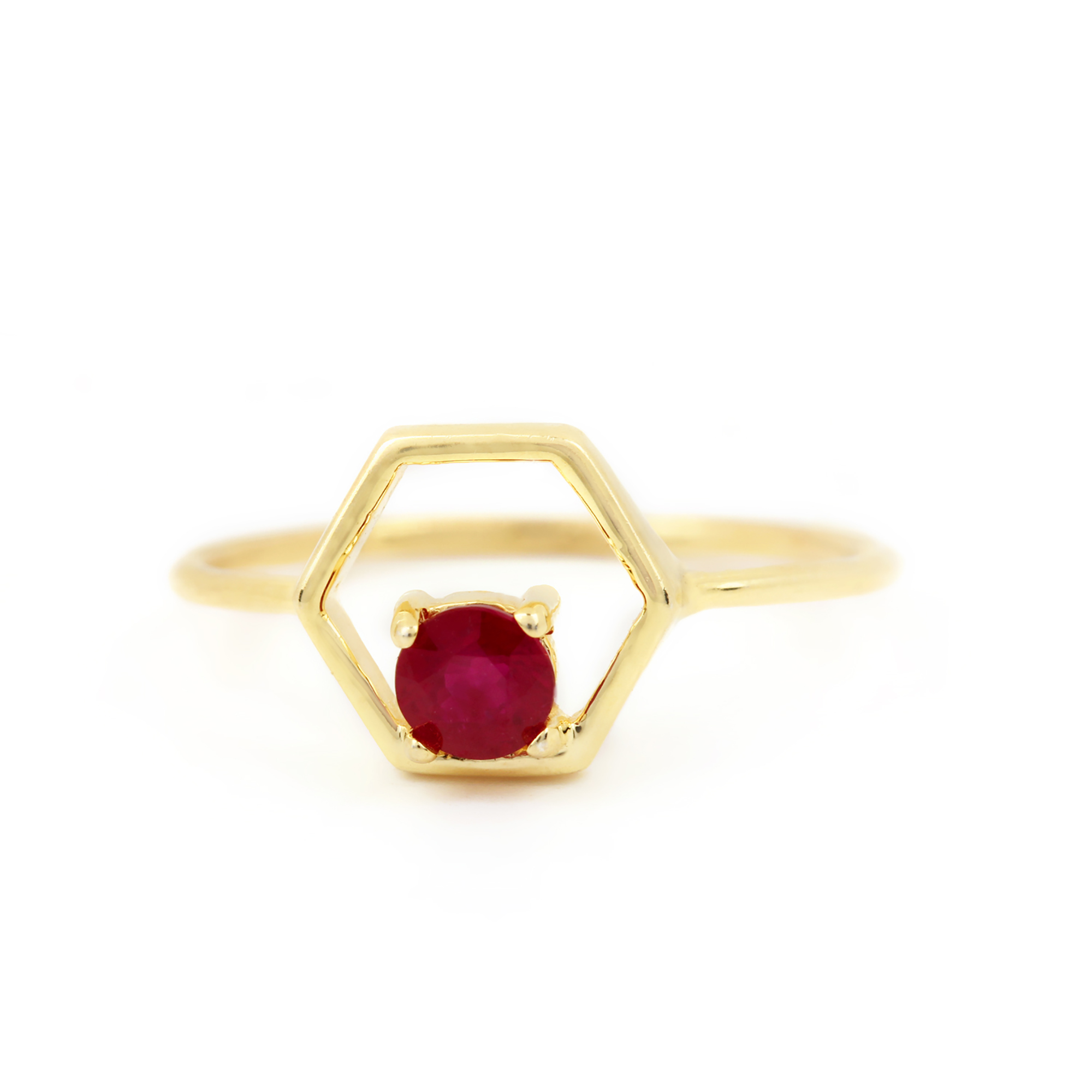 Diamond Ruby 14k Solid Gold Ring