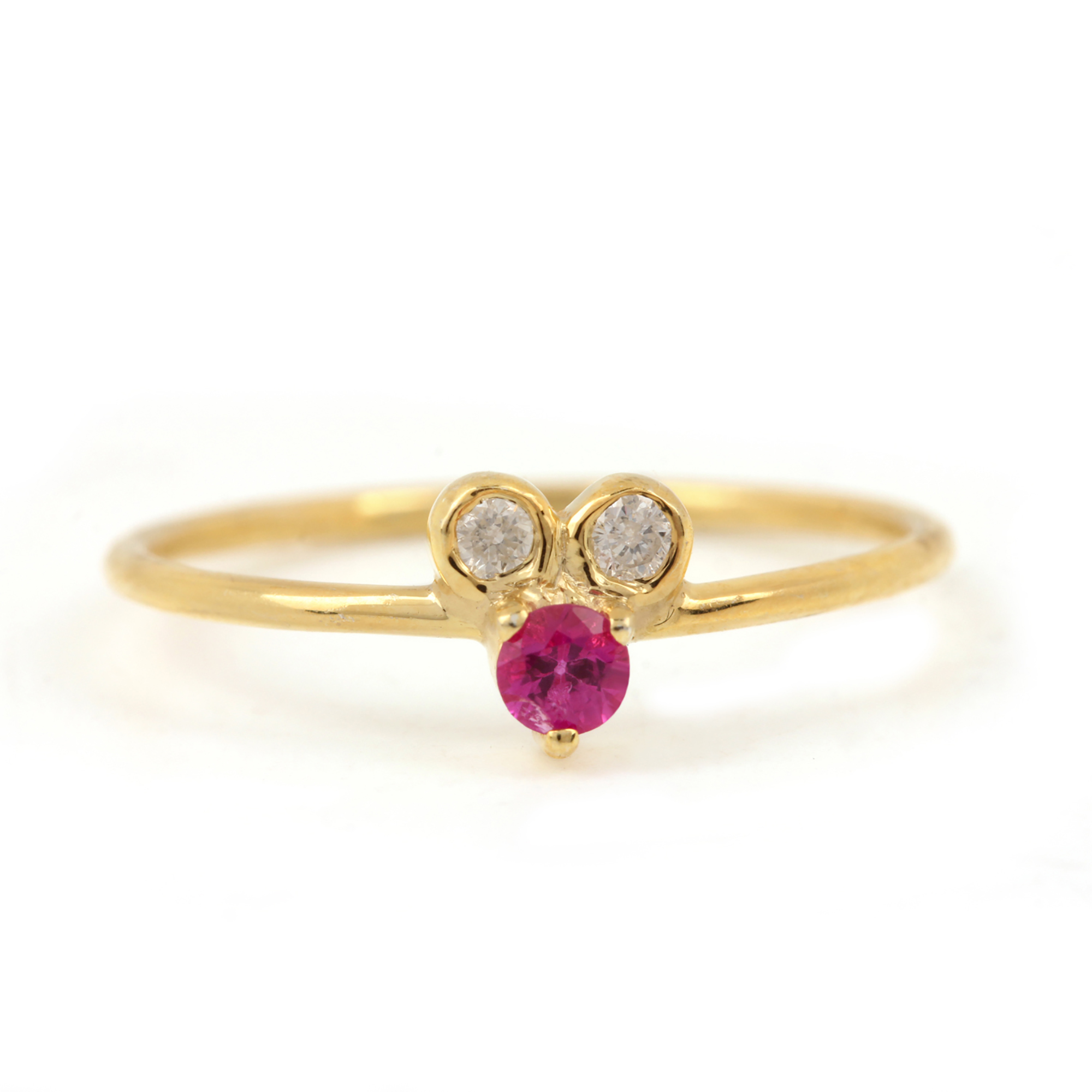 14k Solid Gold Diamond Minimalist Ruby Ring Fine Jewelry