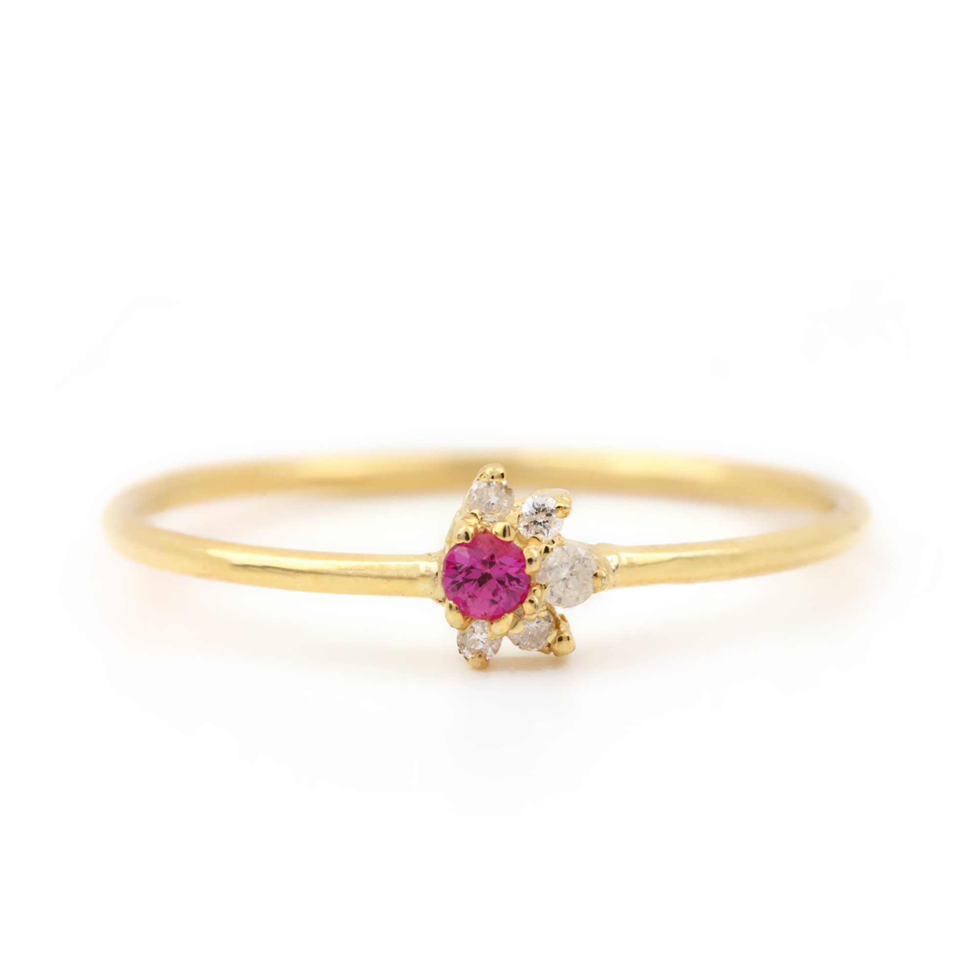 14k Solid yellow Gold Real Diamond Ruby Ring