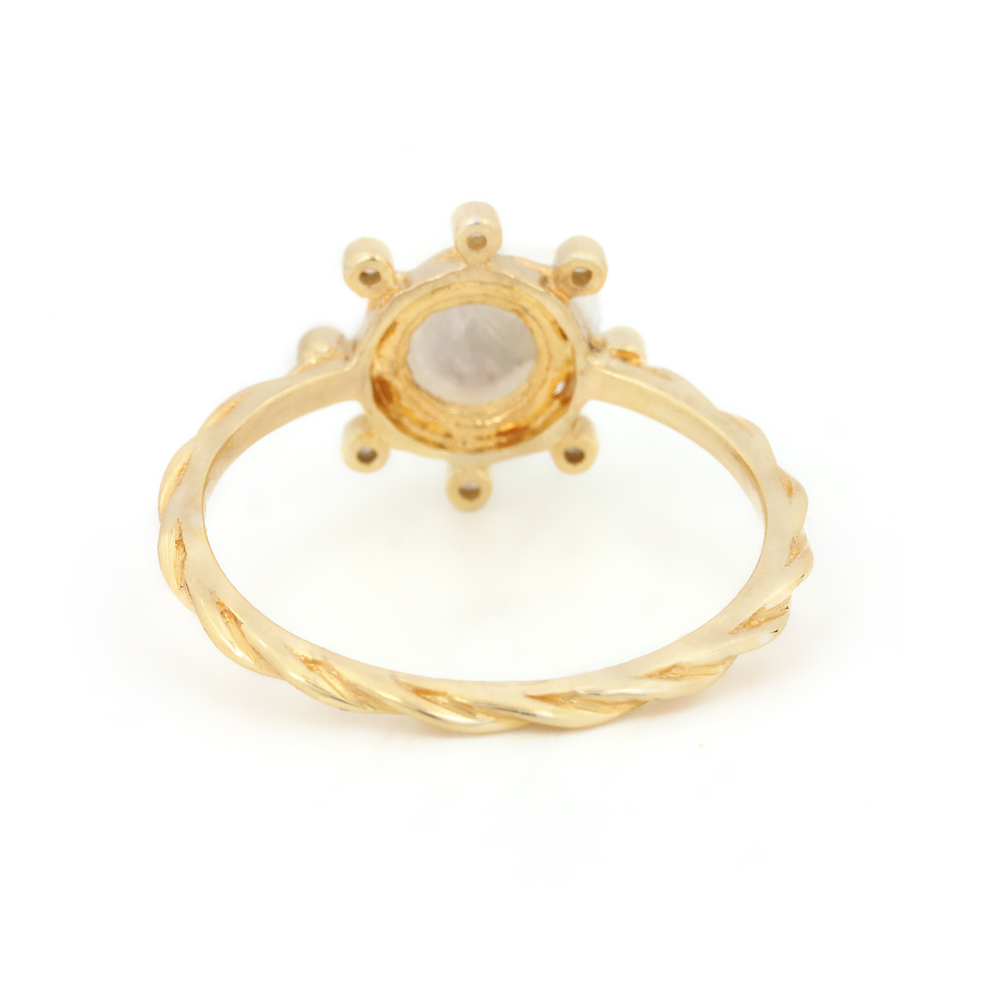 Solitaire Moonstone Ring 14k Solid Gold Diamond Fine Jewelry