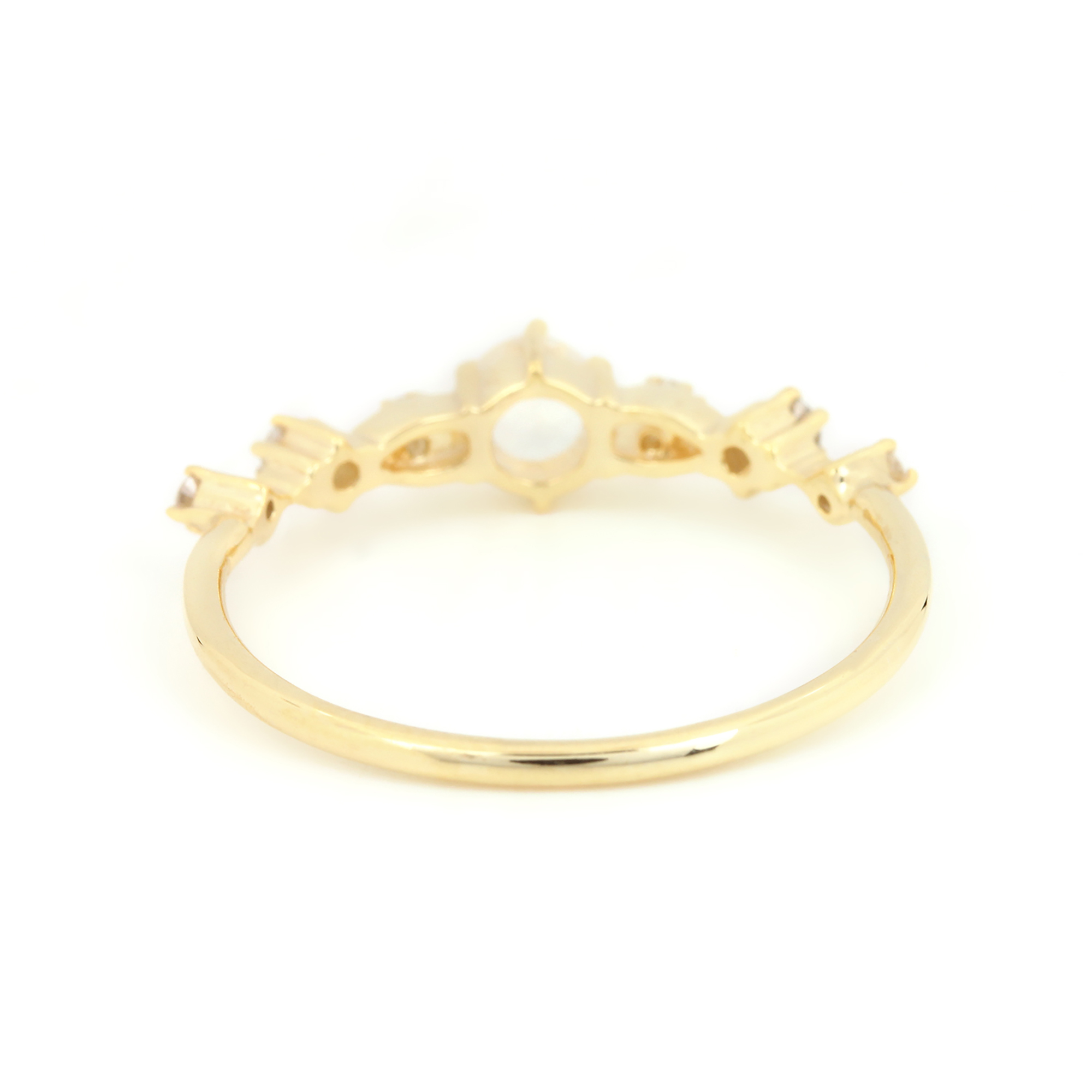Natural Diamond 14k Solid Gold Moonstone Gemstone Ring