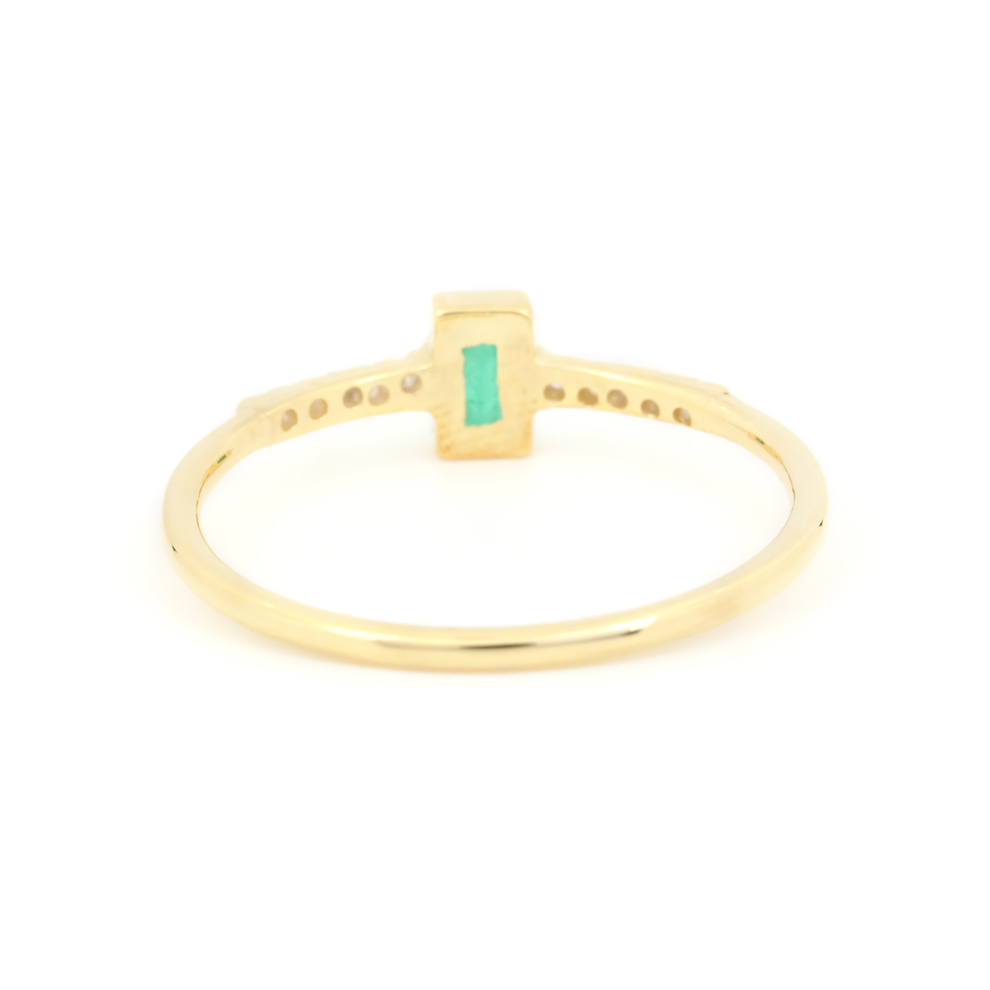 Minimalist Emerald Ring 14k Solid Gold Diamond Jewelry