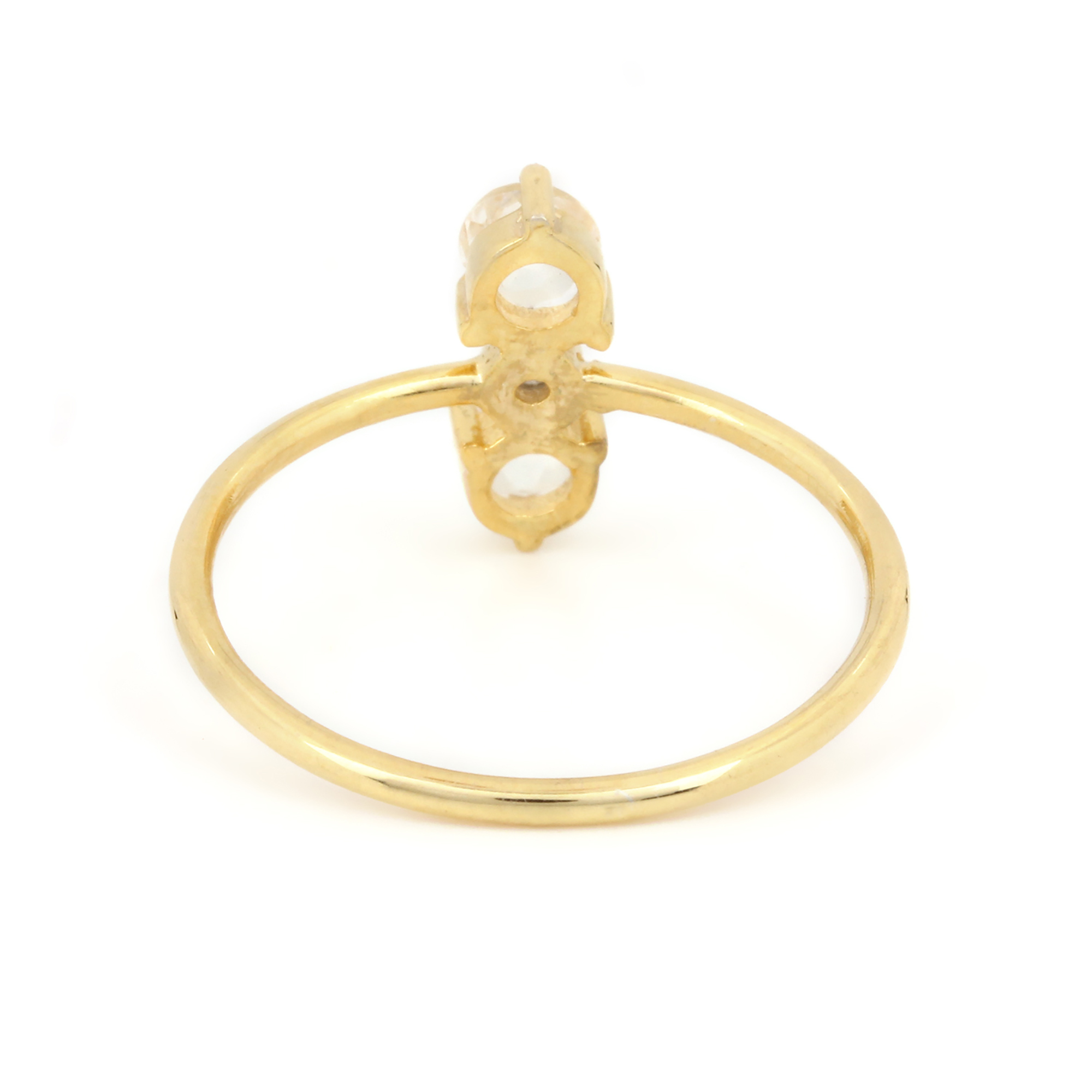 Solid 14k Yellow Gold Diamond Moonstone Ring