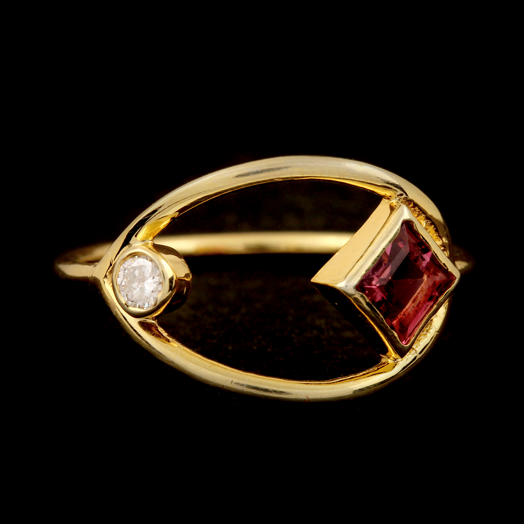 Diamond 14k Solid Gold Pink Tourmaline Ring