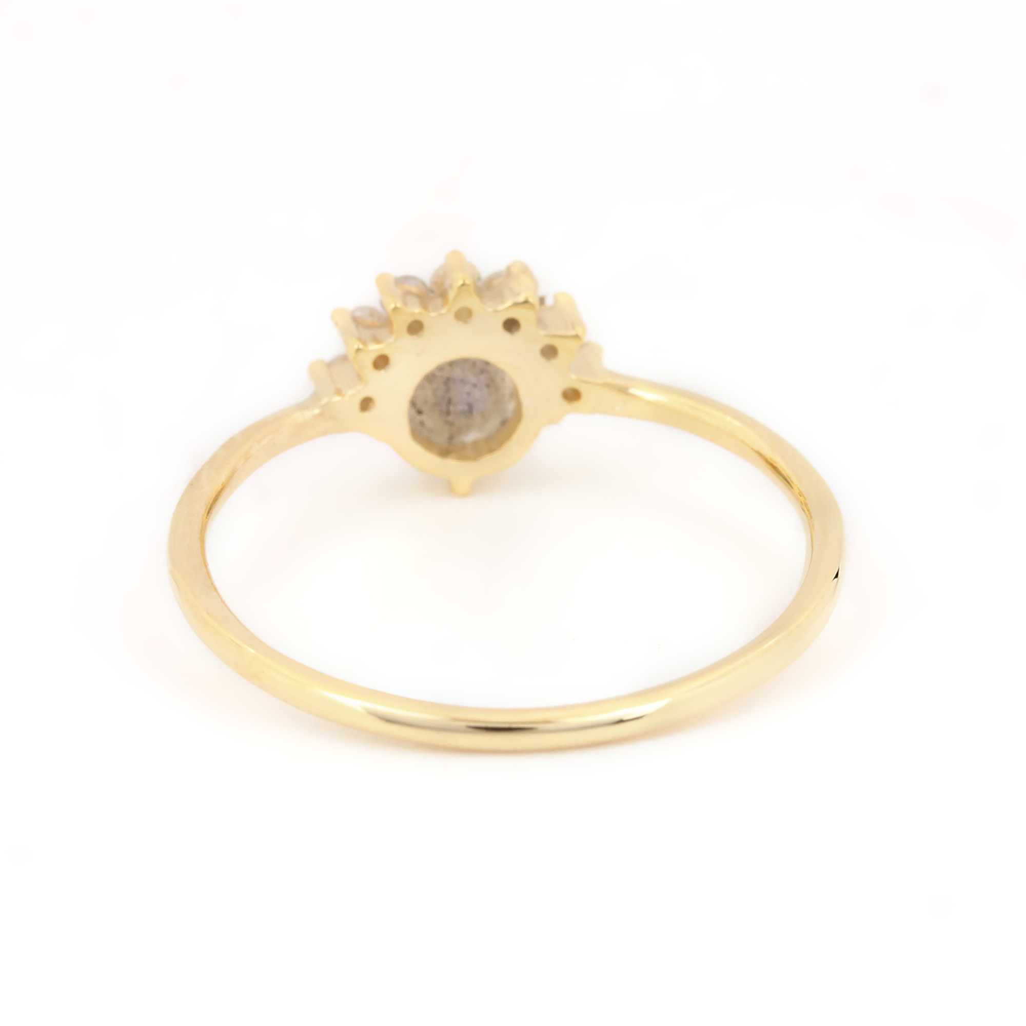 14k Solid Gold Diamond Labrodorite Gemstone Ring