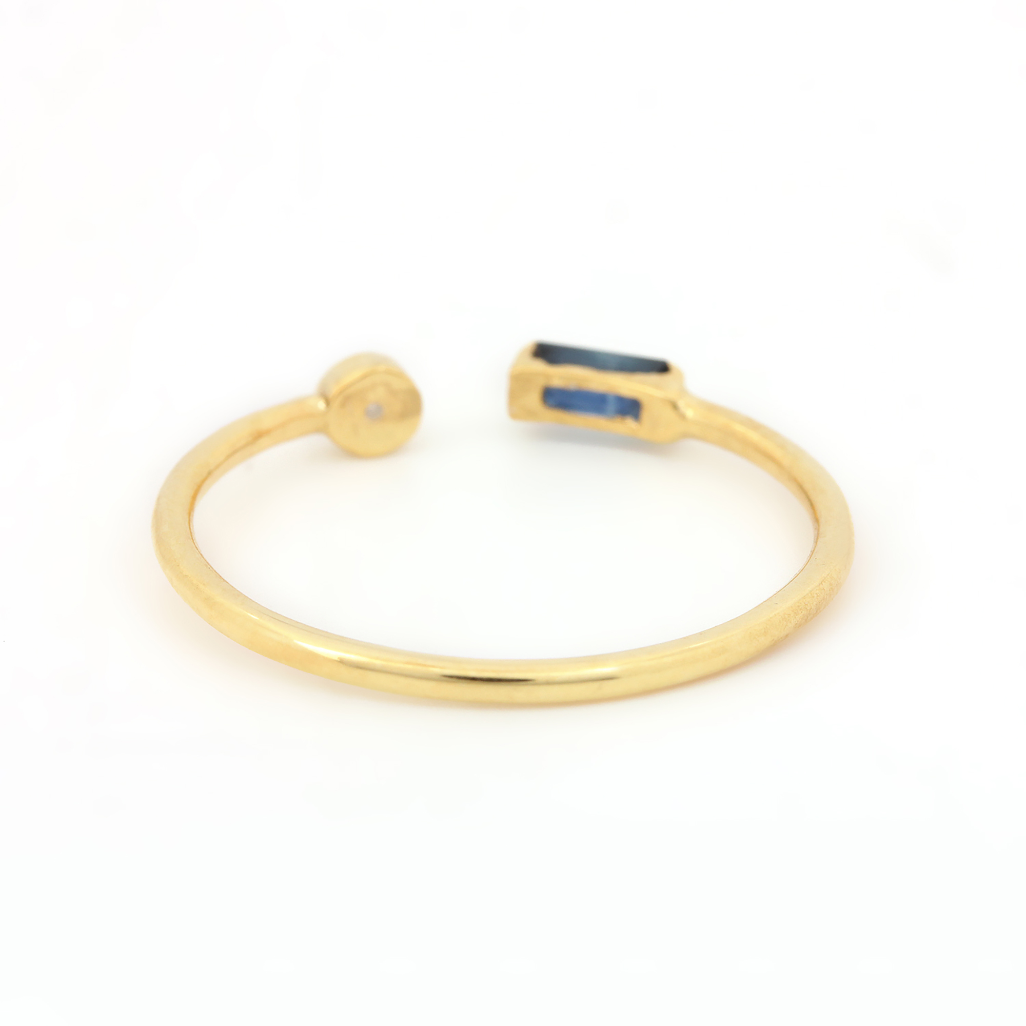 14k Solid Gold Genuine Diamond Blue Sapphire Ring