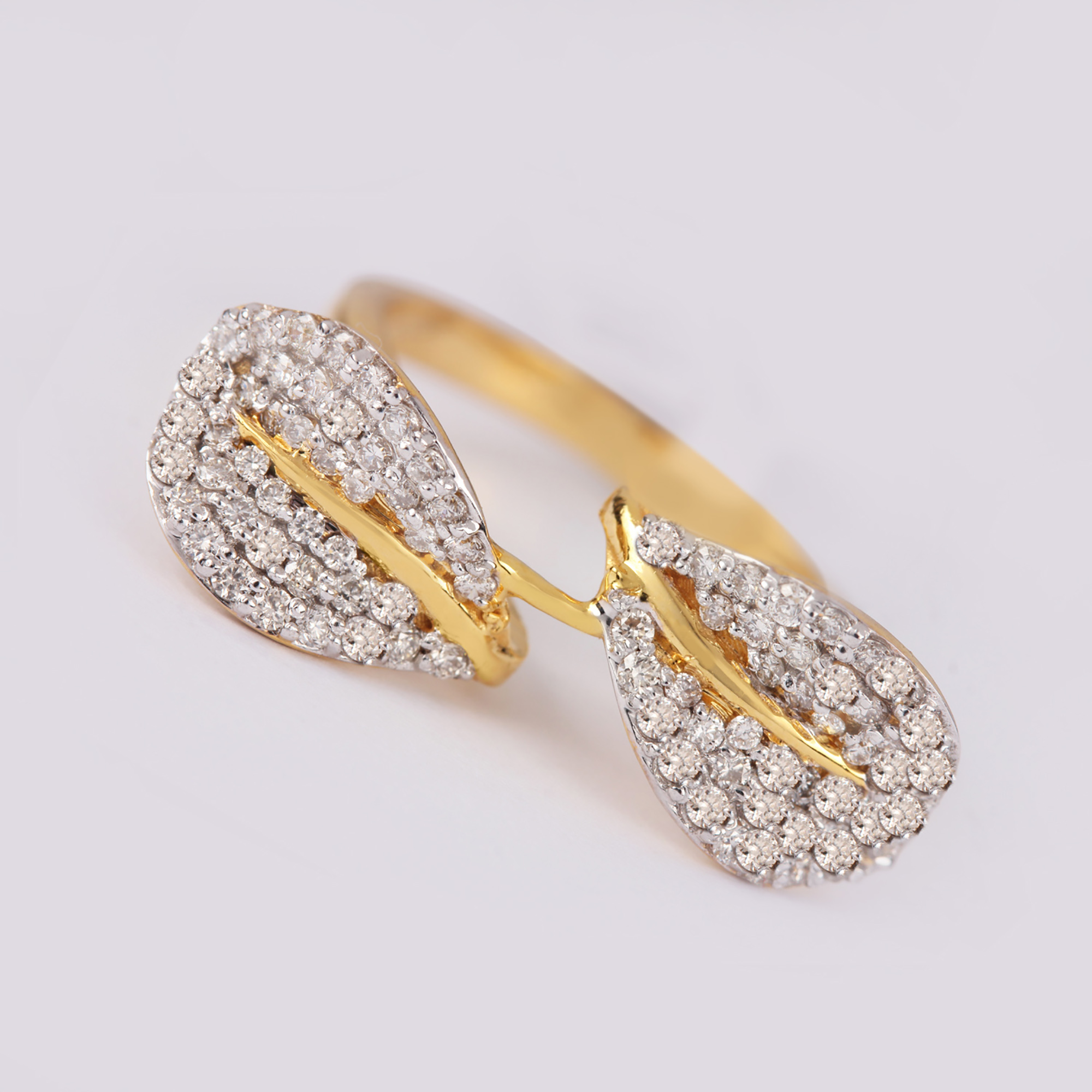 Diamond Leaves Designed Gold Ring