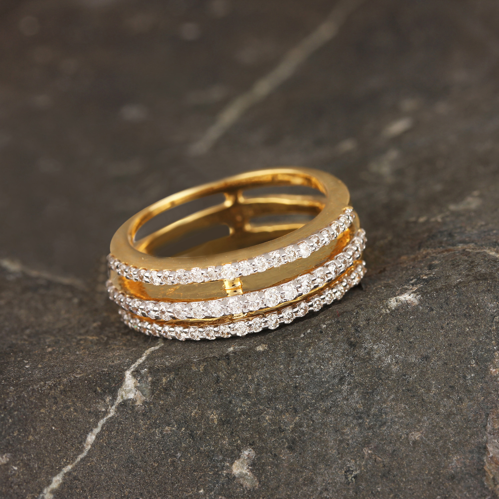 Natural Diamond Ring In Yellow Gold