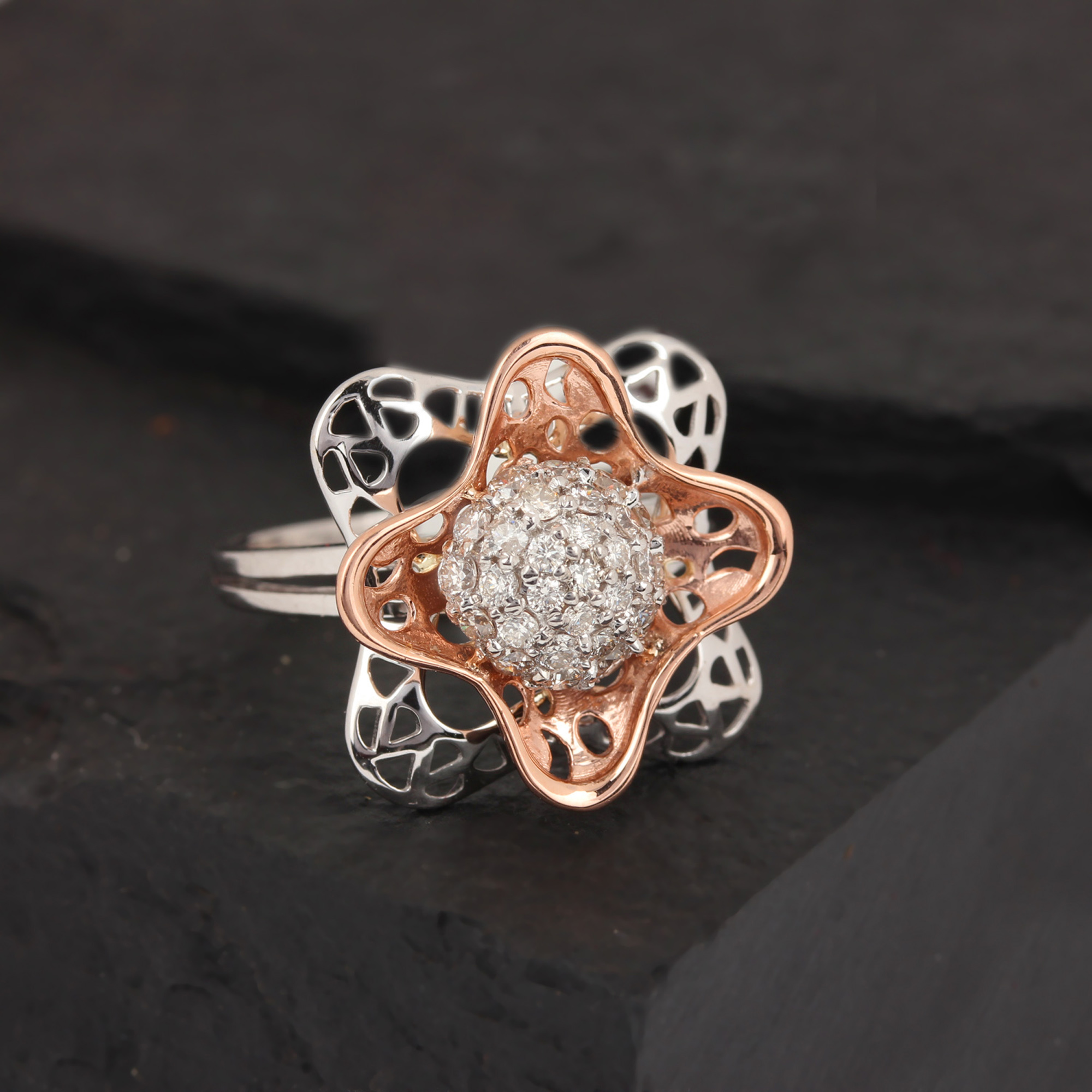 Solid Rose And White Gold Ring