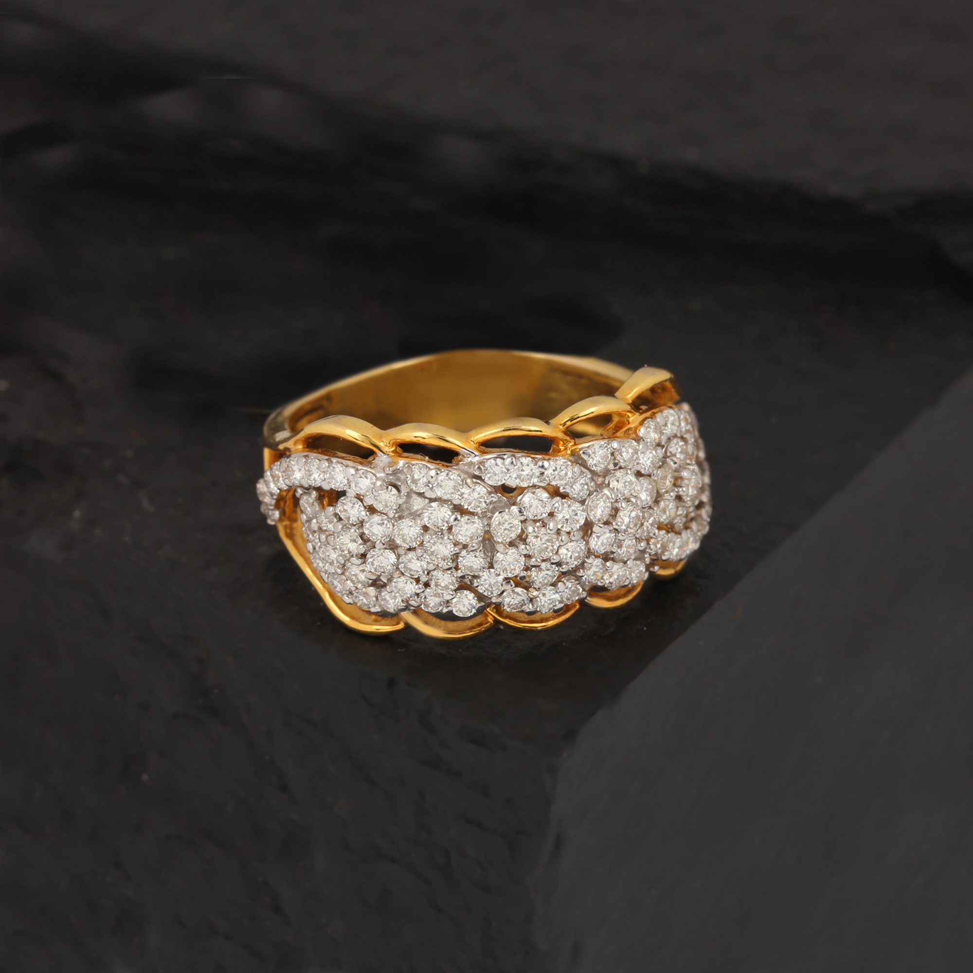 Natural Diamond In Gold Ring