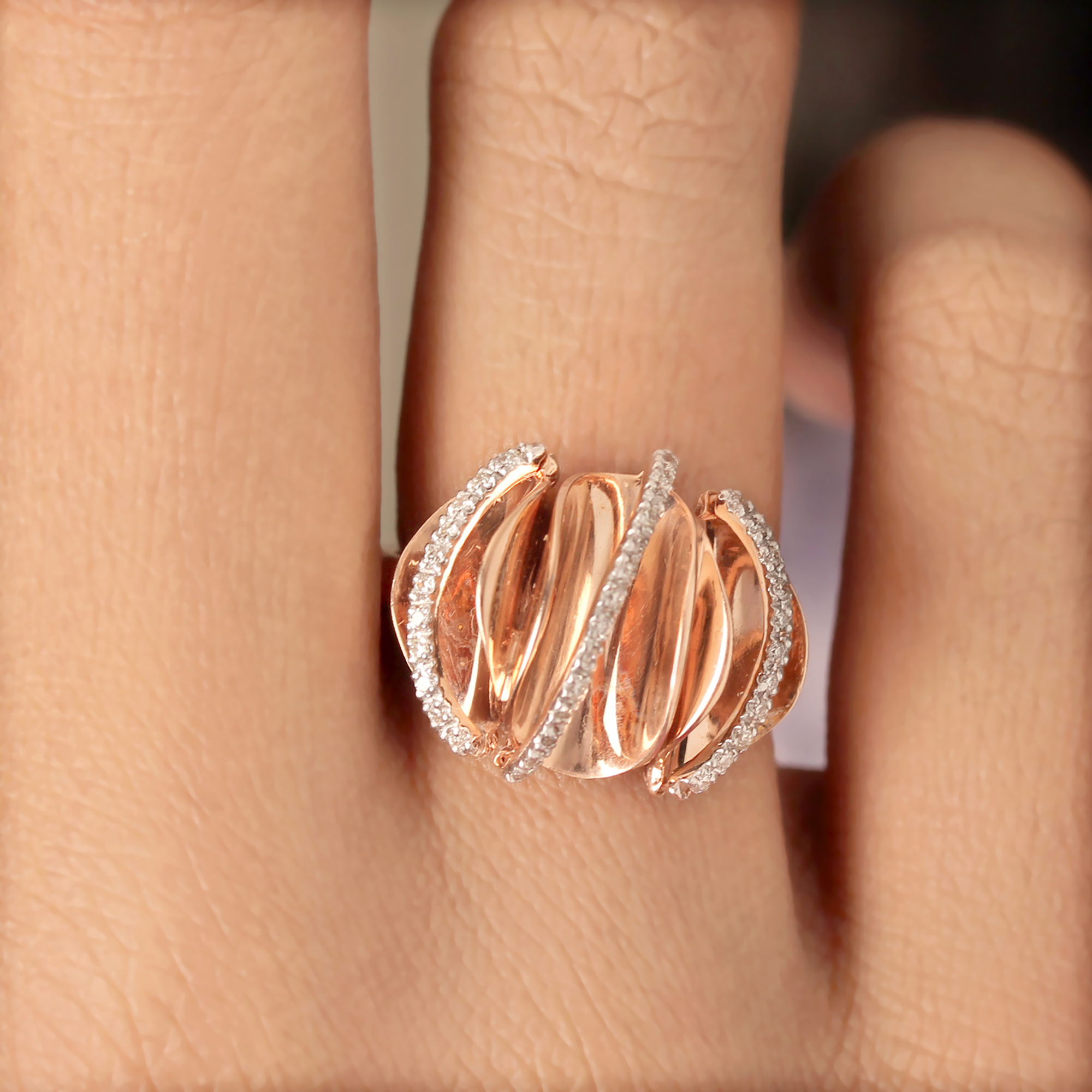 14k Rose Gold Ring In Unique Design