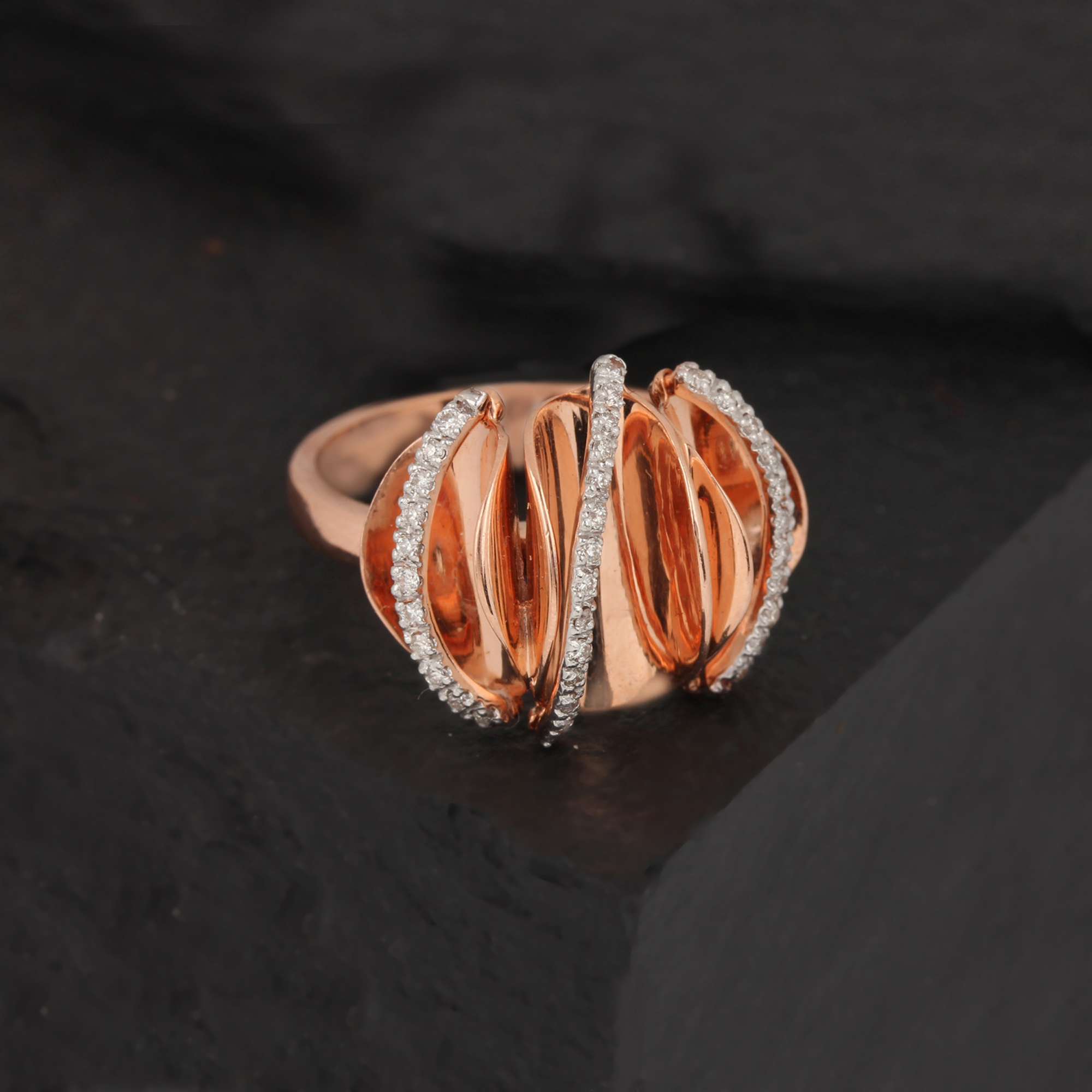 14k Rose Gold Ring In Unique Design