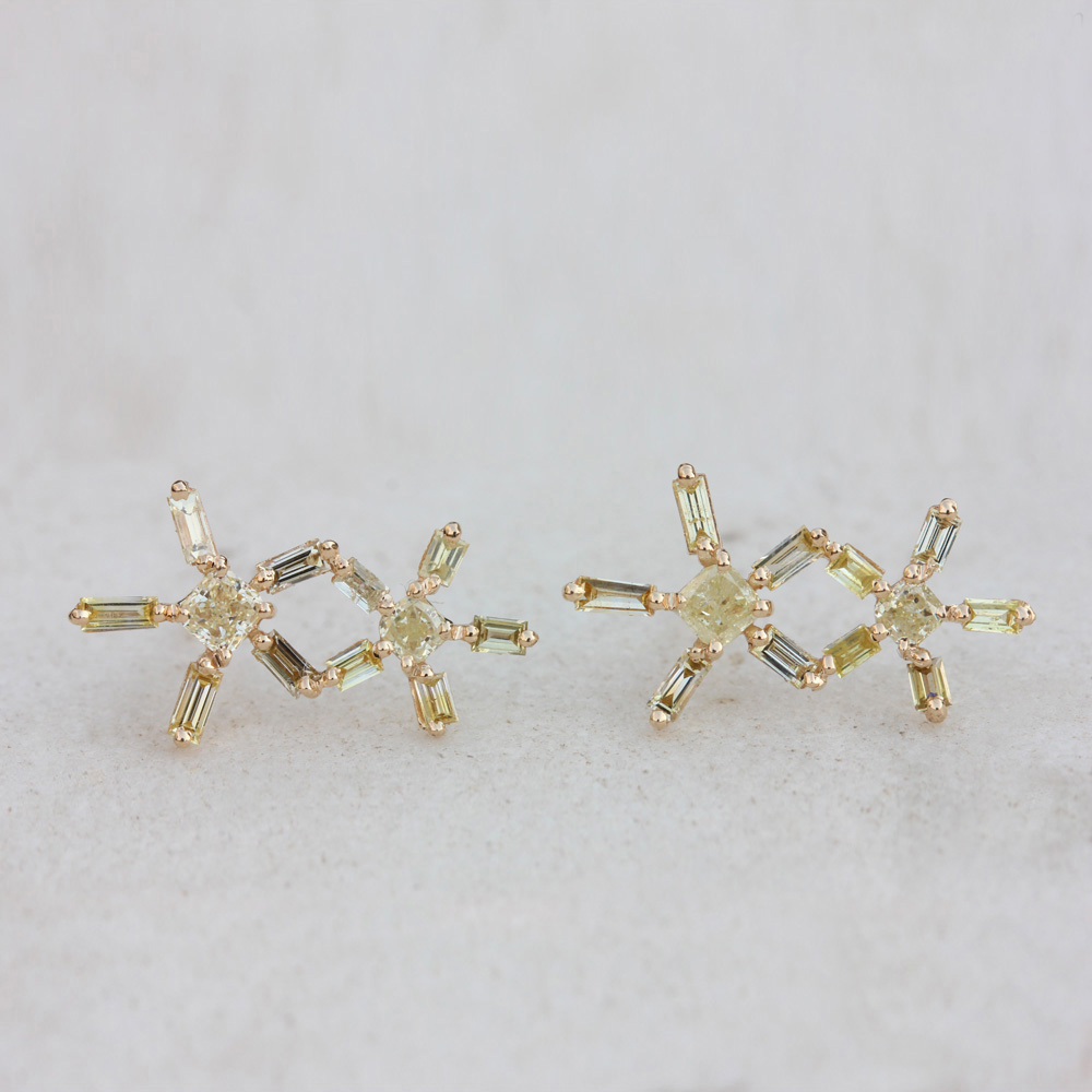 Natural Diamond Solid 14k Gold Stud Earrings