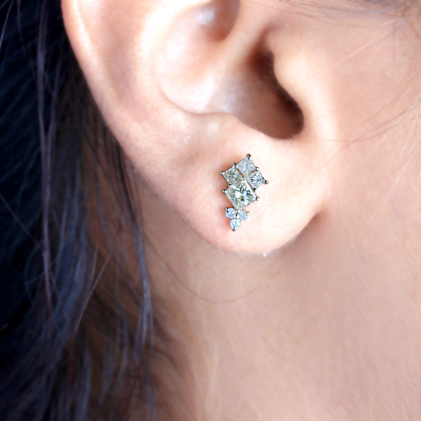 14k Solid Gold Stud Earrings Natural Diamond Fine Jewelry