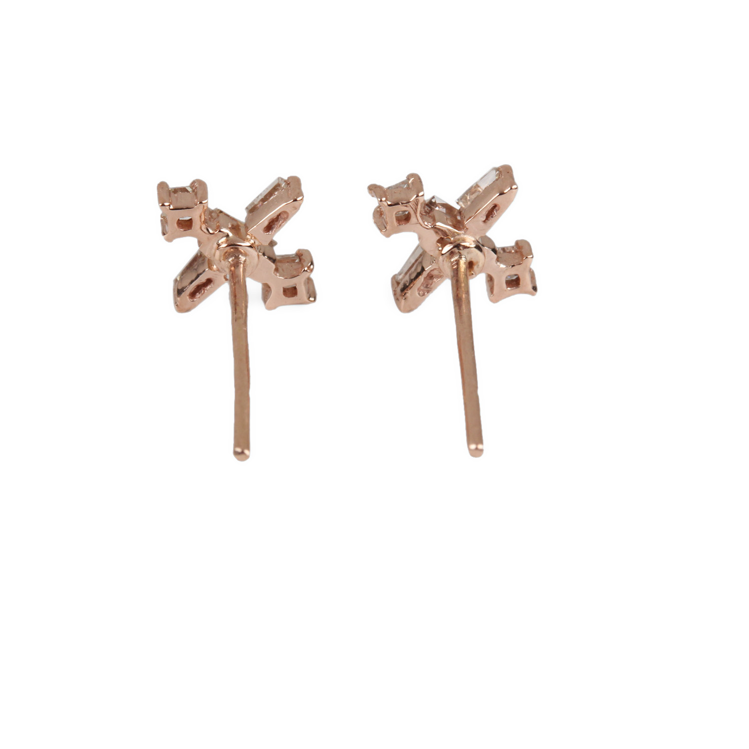 14k Solid Gold Stud Earrings Natural Diamond Jewelry