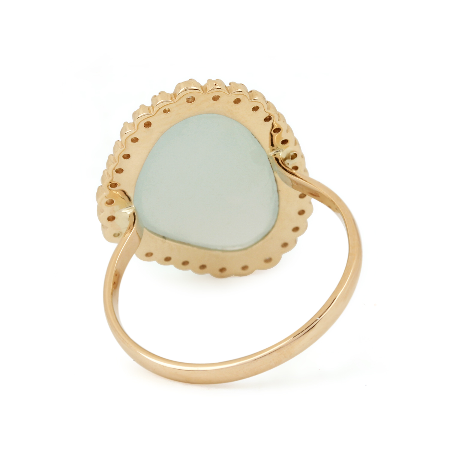 Aquamarine Gemstone 14K Solid Gold Ring Pave Diamond Fine Jewelry