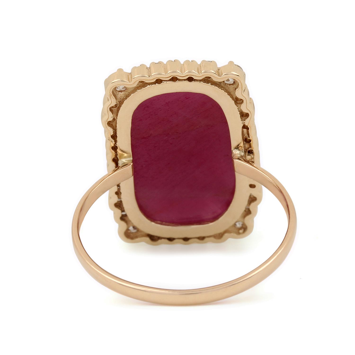Ruby Gemstone 14K Solid Gold Ring Pave Diamond Jewelry