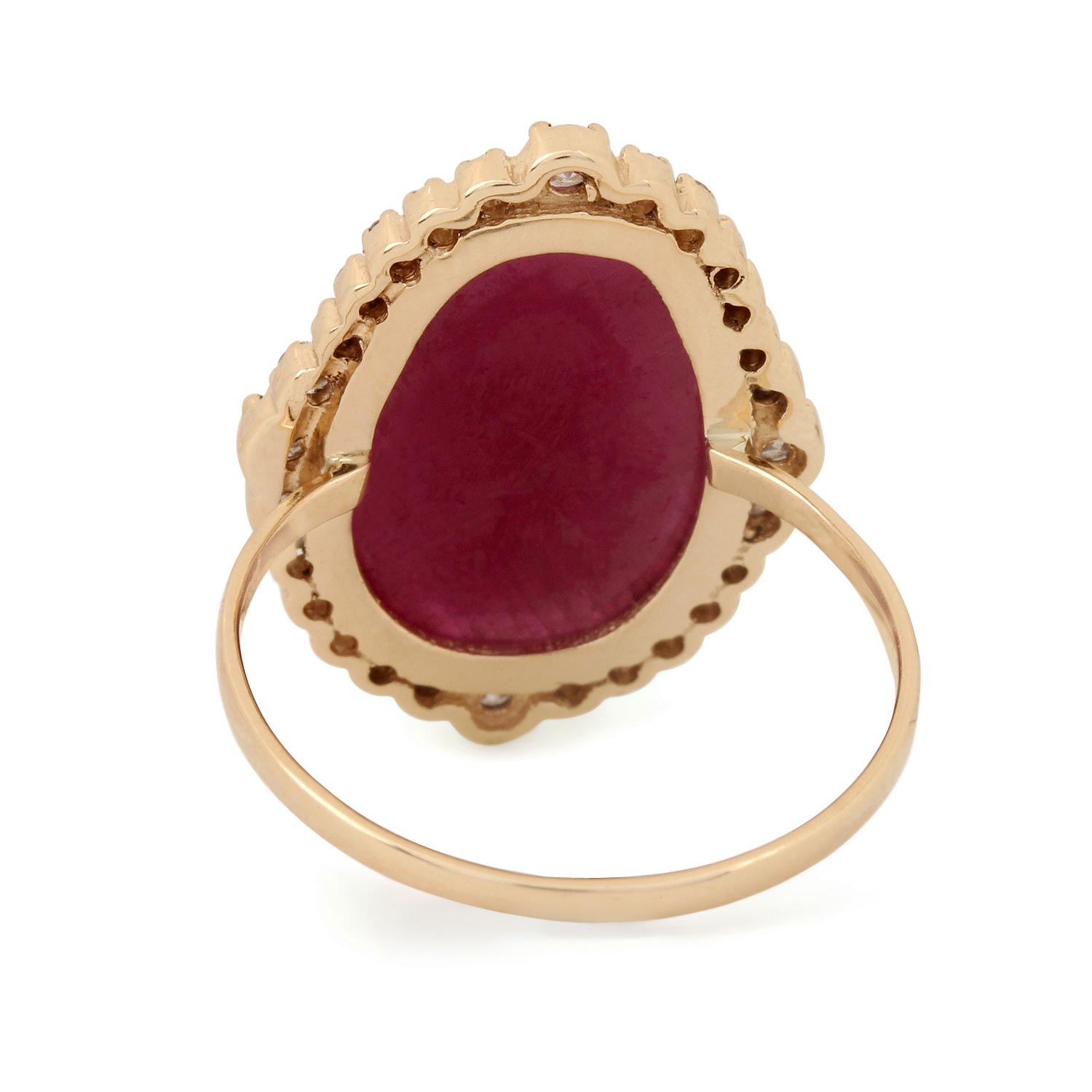 Natural Ruby Gemstone 14K Solid Gold Ring Pave Diamond Jewelry