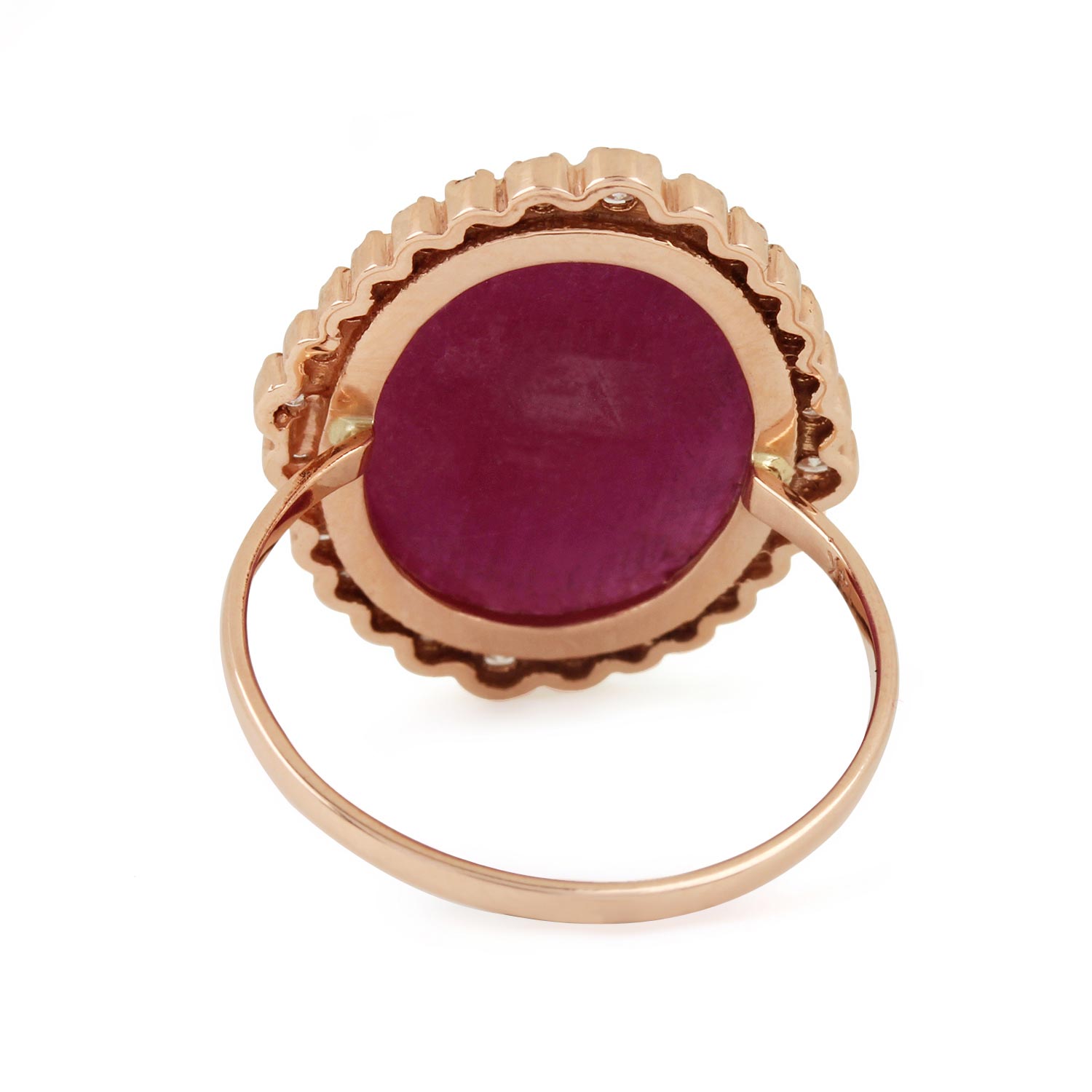 14K Solid Gold Ruby Gemstone Ring Pave Diamond Jewelry
