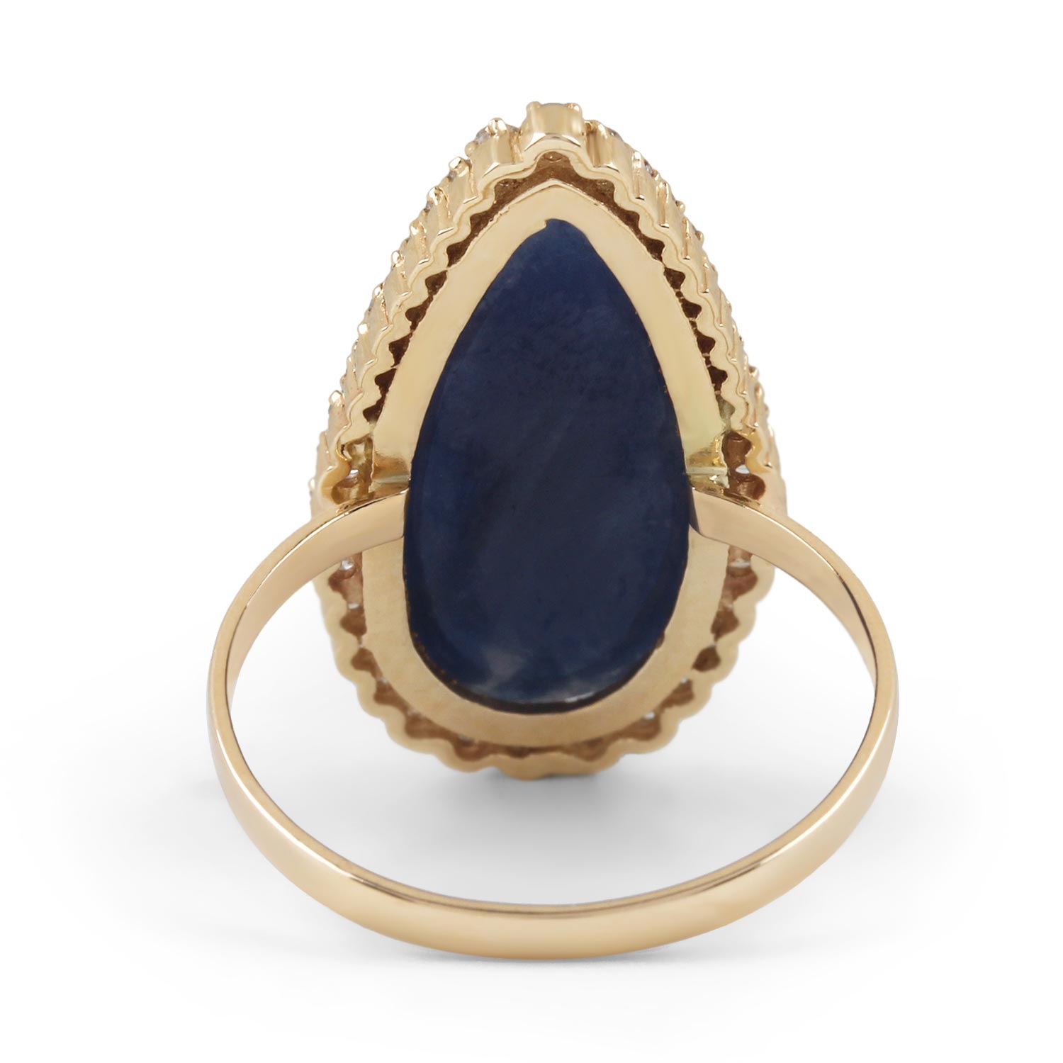 Sapphire Gemstone 14K Solid Gold Ring Pave Diamond Fine Jewelry