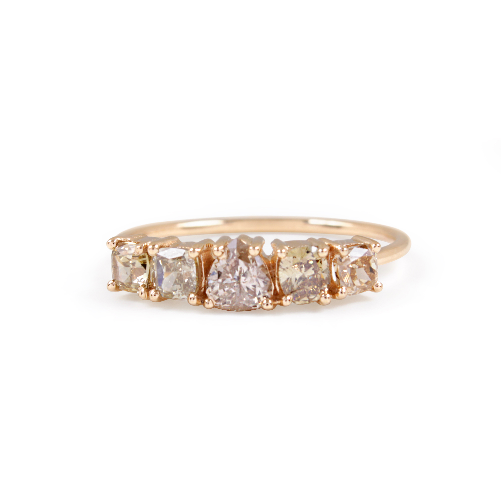 14K Solid Gold Pave Diamond Ring Handmade Jewelry