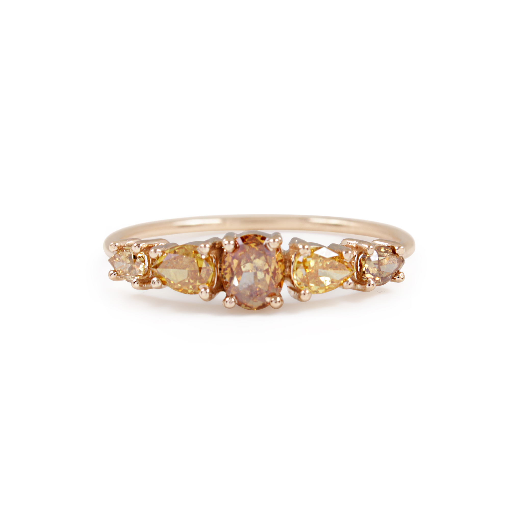 14K Solid Yellow Gold Pave Diamond Ring Fine Jewelry