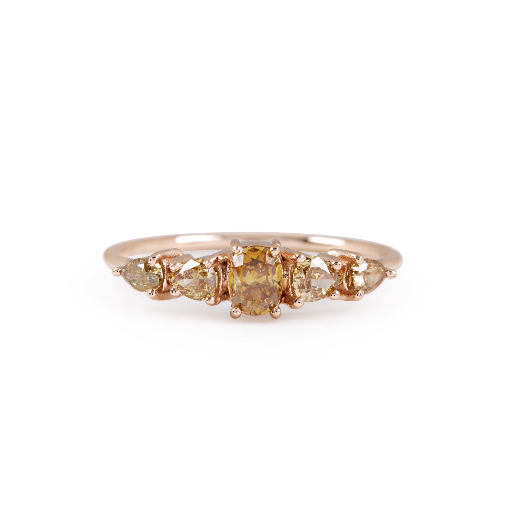 Natural Pave Diamond Ring 14K Solid Yellow Gold Jewelry