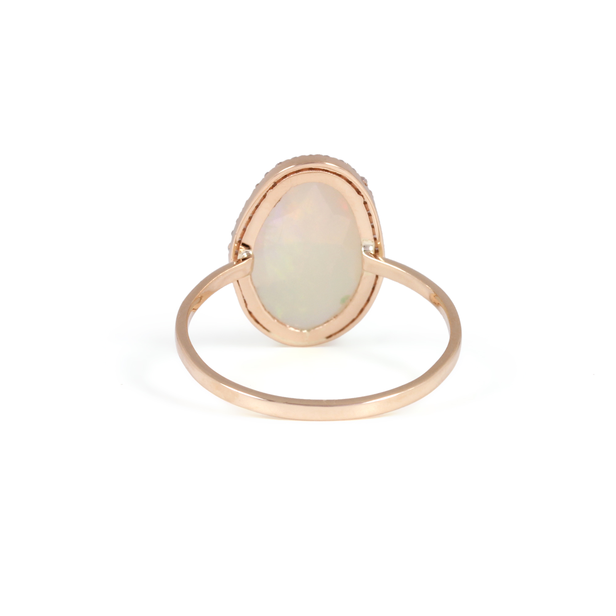 Gemstone Opal Diamond Solid 14K Gold Ring Jewelry