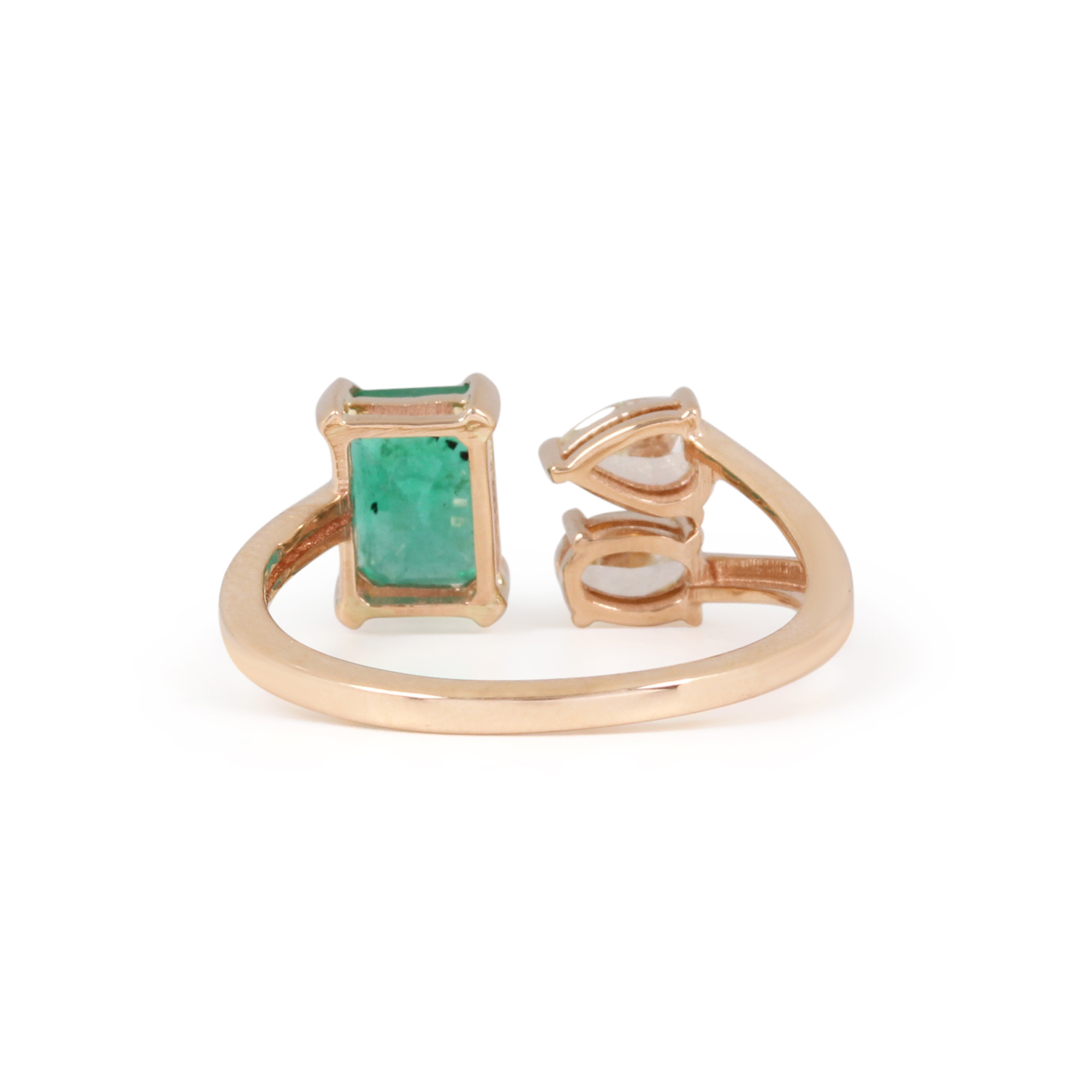 Natural Emerald Diamond 14K Solid Gold Ring