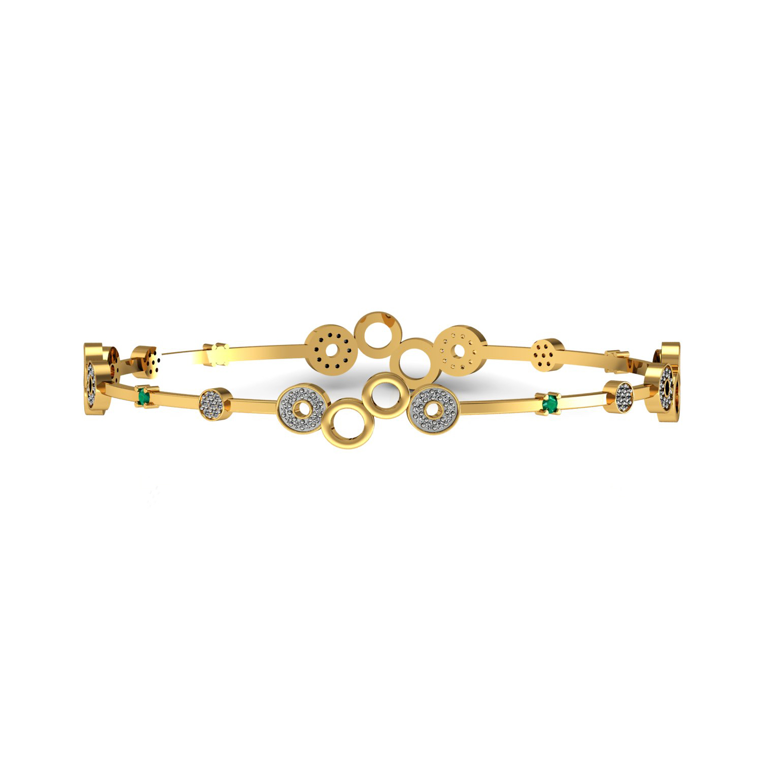 Natural diamond bangle set in solid gold