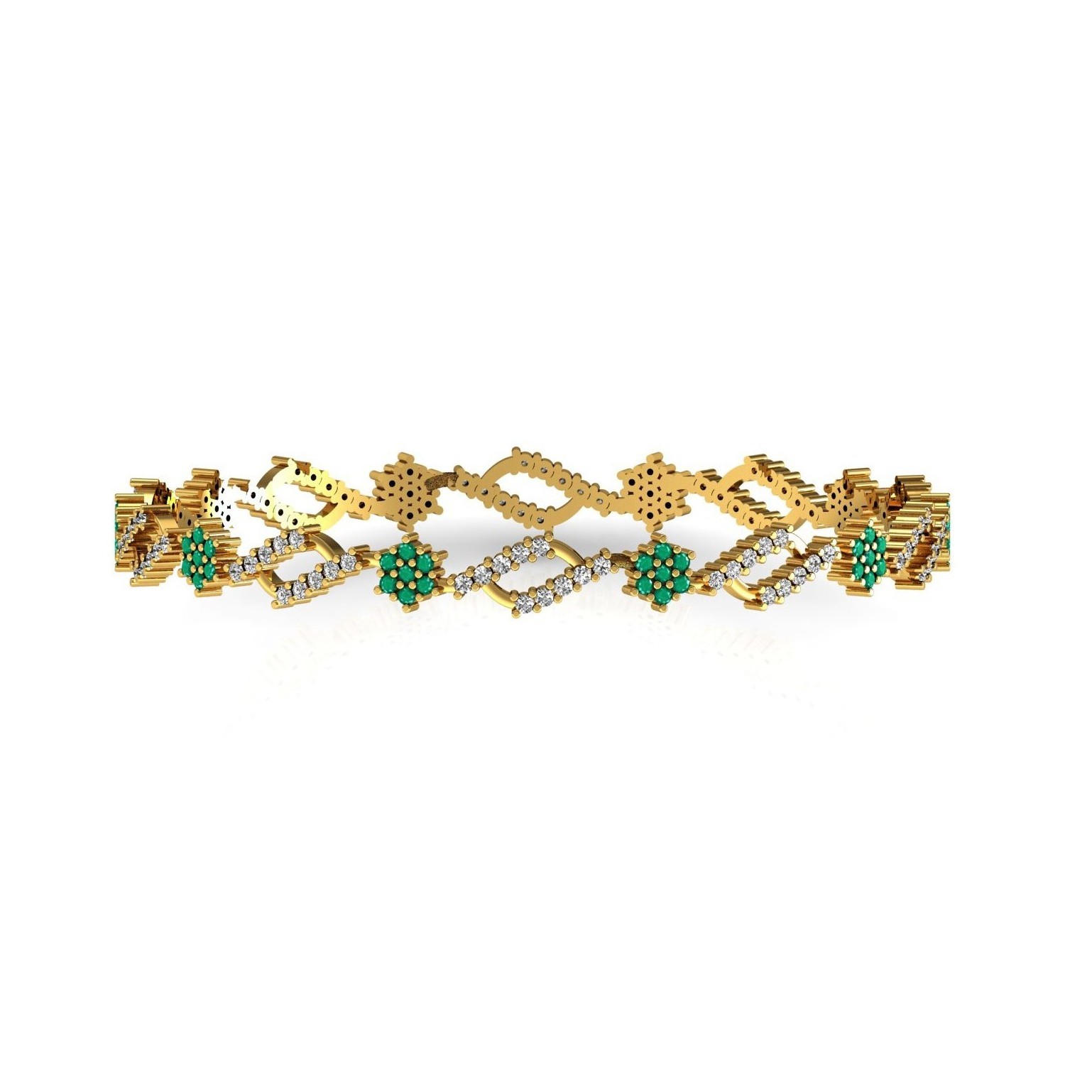 Real emerald diamond solid gold bangle