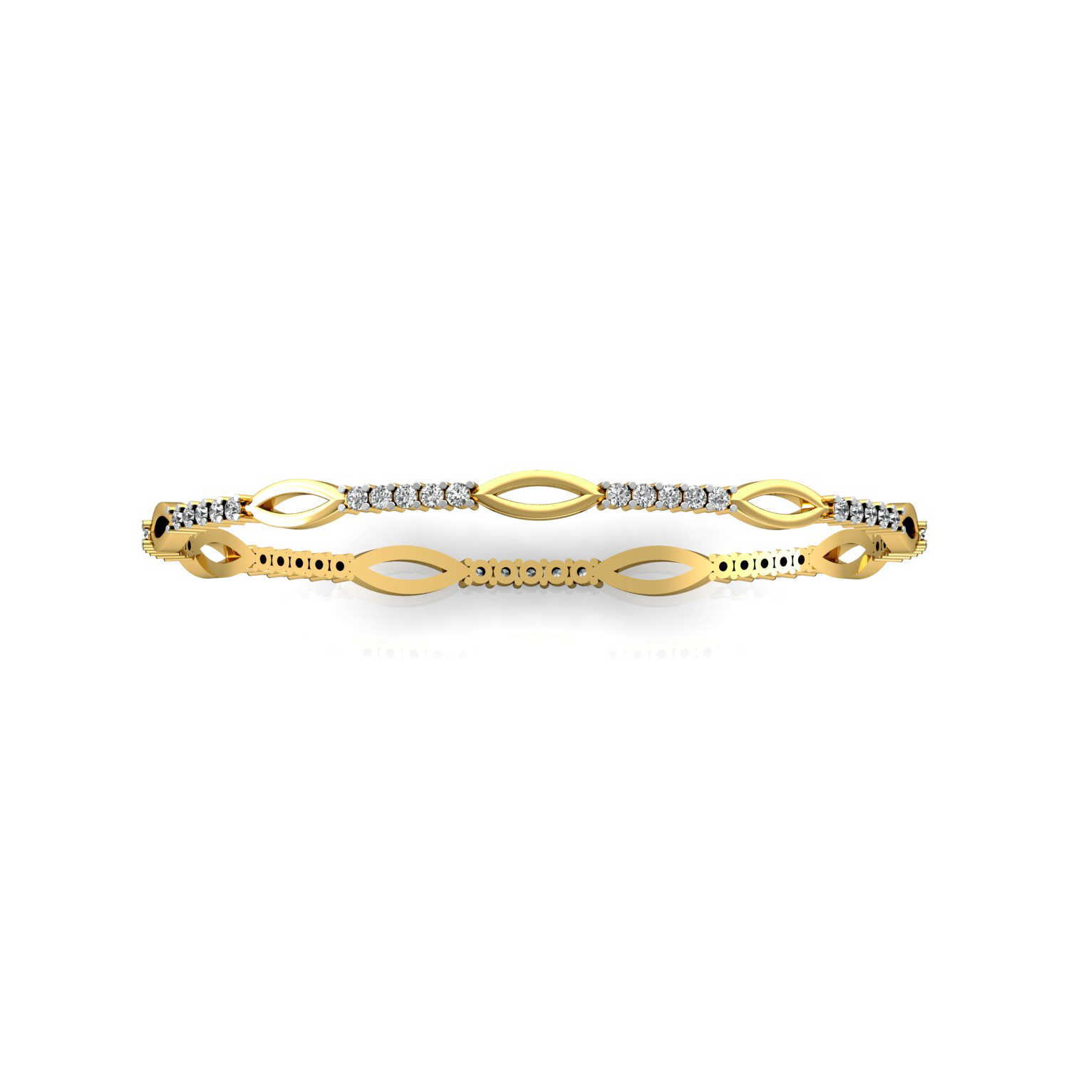 Gold natural diamond sleek bangle
