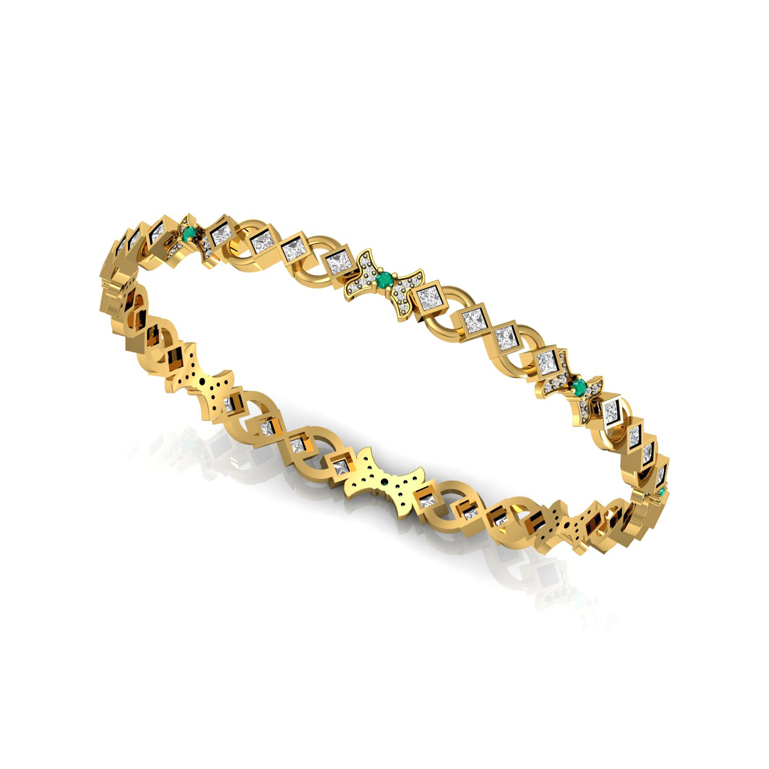 real diamond emerald bangle set in solid gold