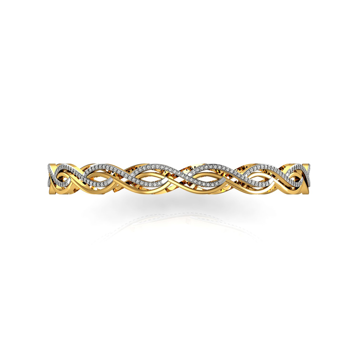 Gold spiral real diamond bangle