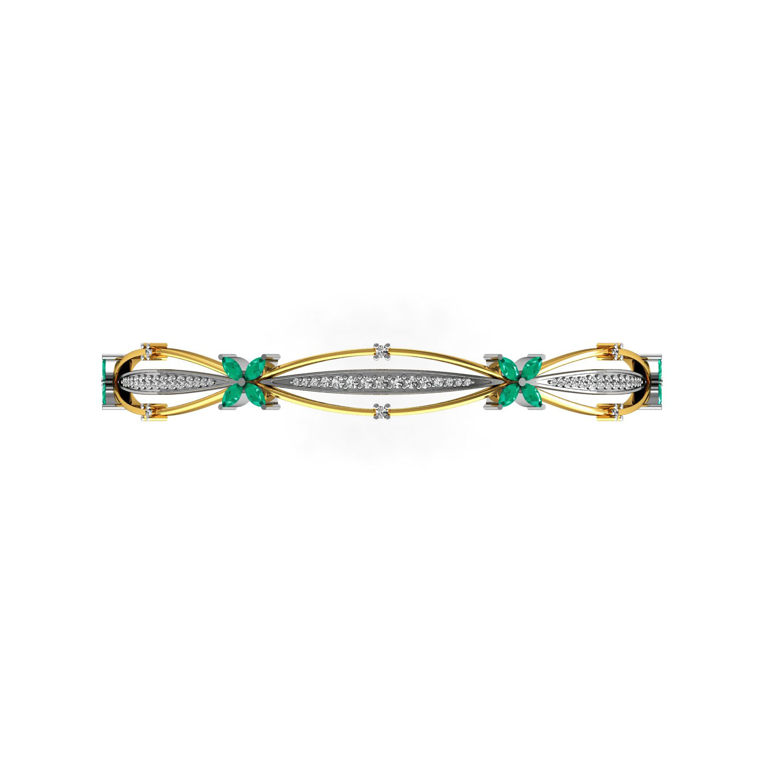 Natural diamond emerald gold bangle fine jewelry