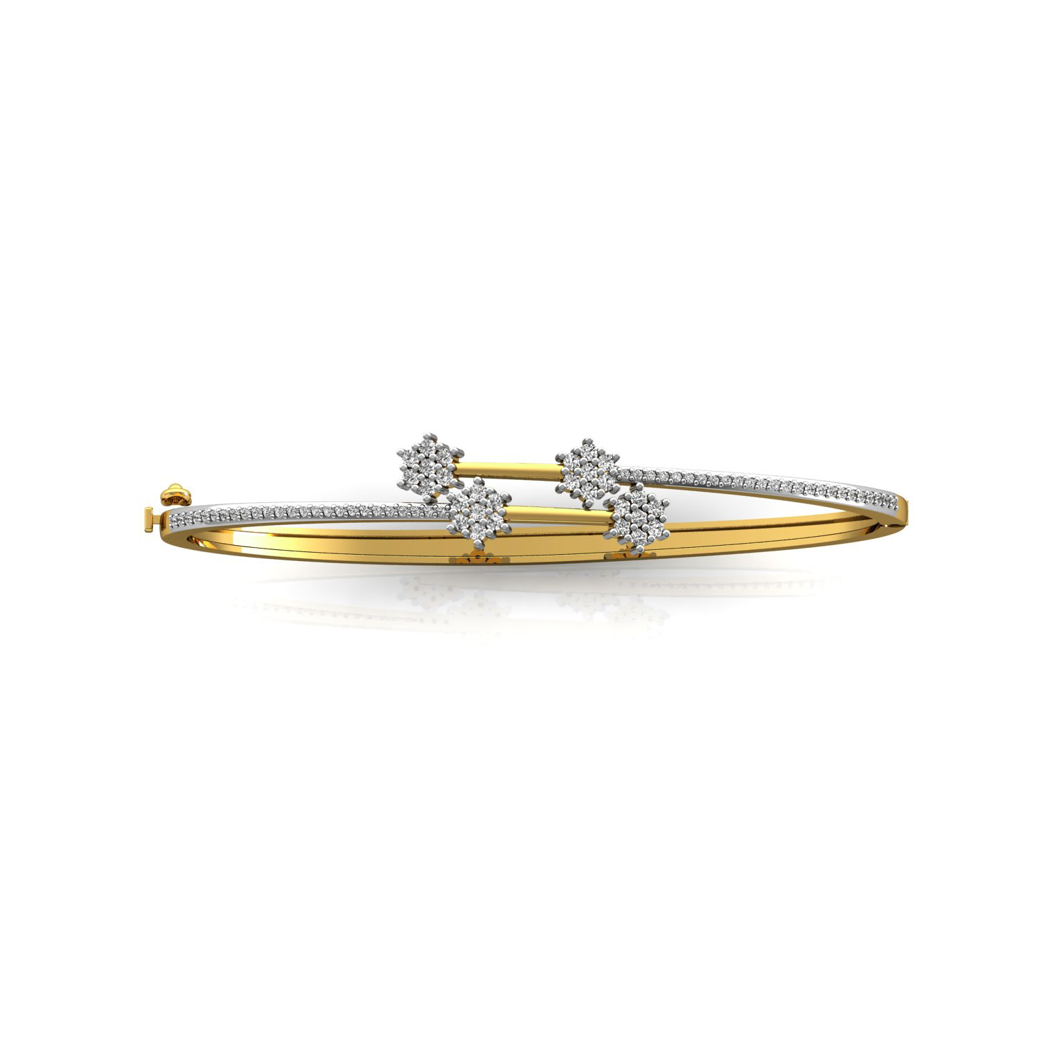 Natural diamond gold bangle bracelet