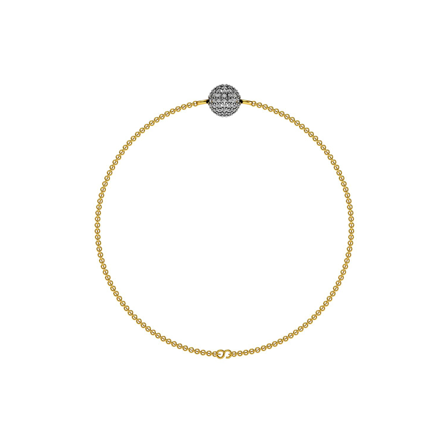 Solid gold chain bead bracelet with natural diamond