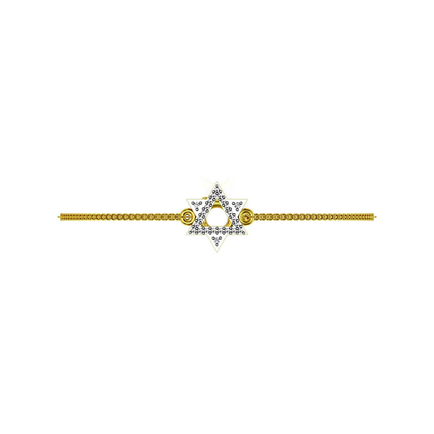 Natural diamond solid gold david star chain bracelet