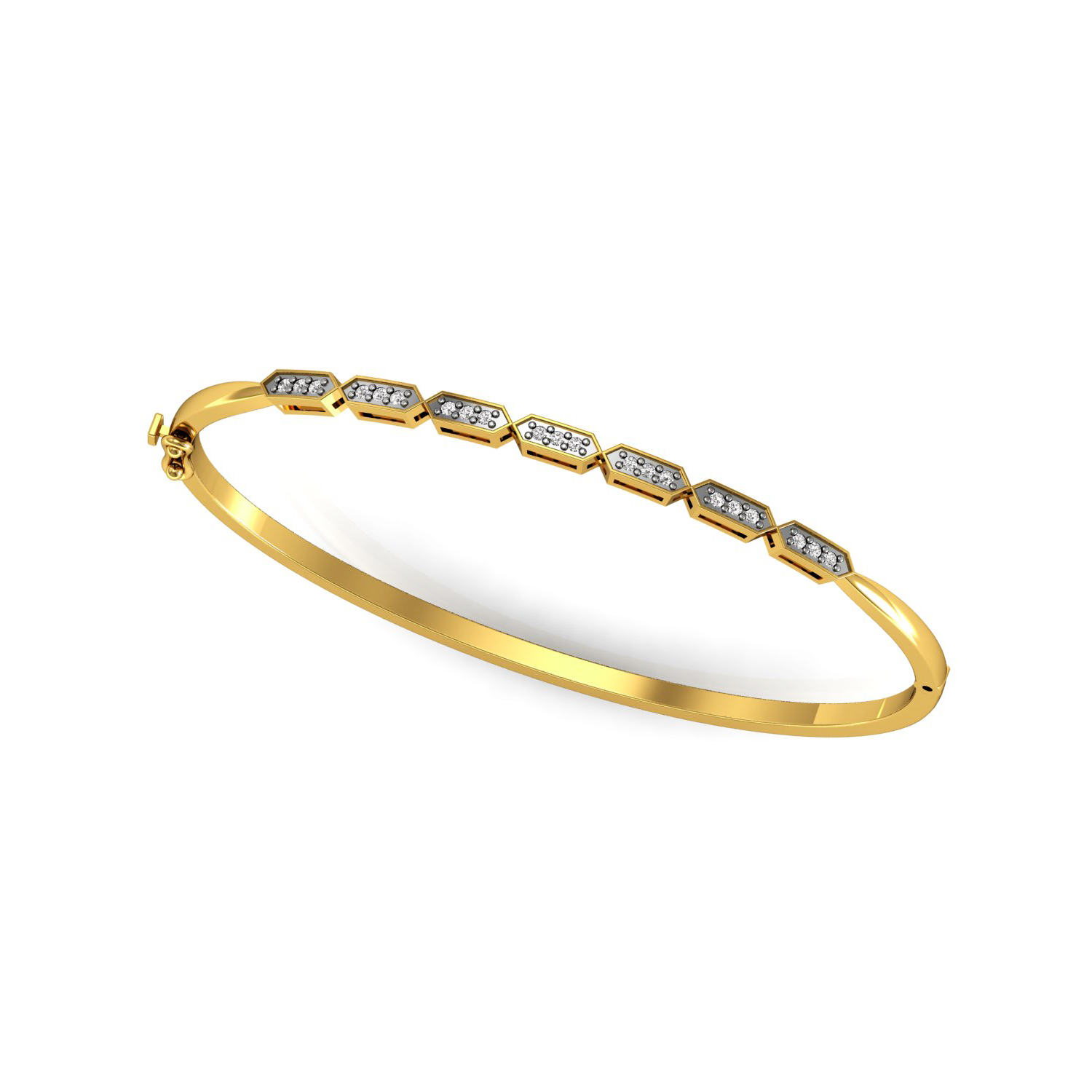 Genuine diamond openable gold sleek bangle bracelet