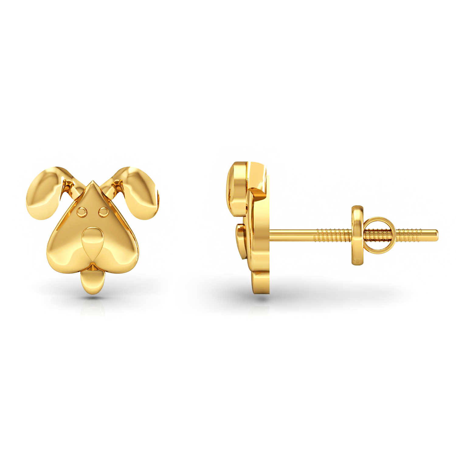 Solid gold dogi shape stud kids earrings
